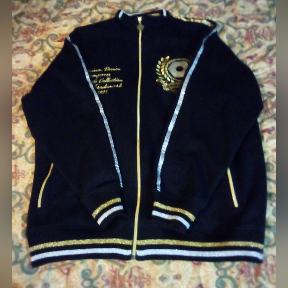 SOUTH POLE Premium Designer Full Zip Embroidered Studded Jacket Men's L Black - Picture 3 of 16